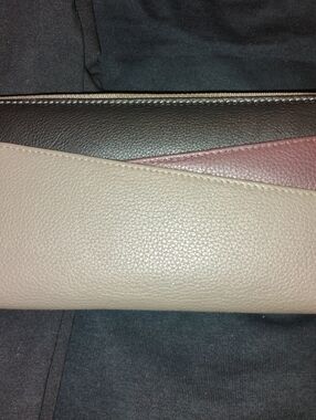 Karla Hansen Large RFID Tri-Tone Leather Envelope Clutch – Taupe, Black & Mauve